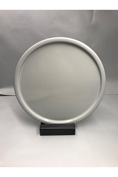 Mira züccaciye 30 Cm Matte Gray Metal Round Tea, Coffee, Cake Serving Tray Decorative Presentation Tray