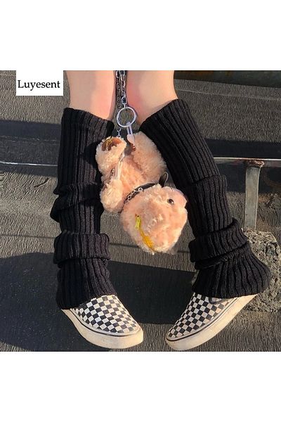Köstebek Harajuku Kawaii Plain Black Knit Winter Leggings