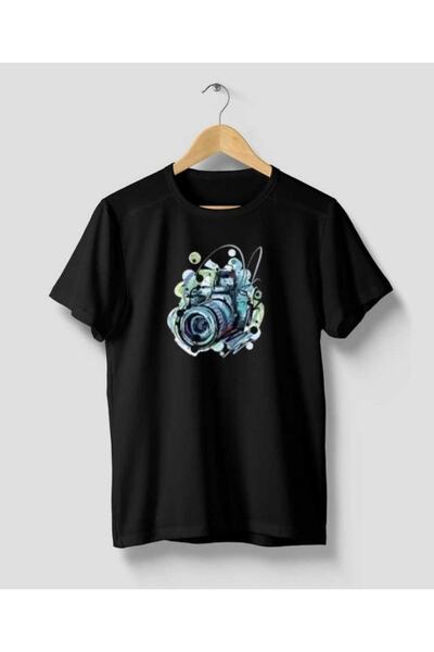 Tarzsokak Tricou unisex oversize din bumbac, imprimat cu aparatul foto, alb-n...