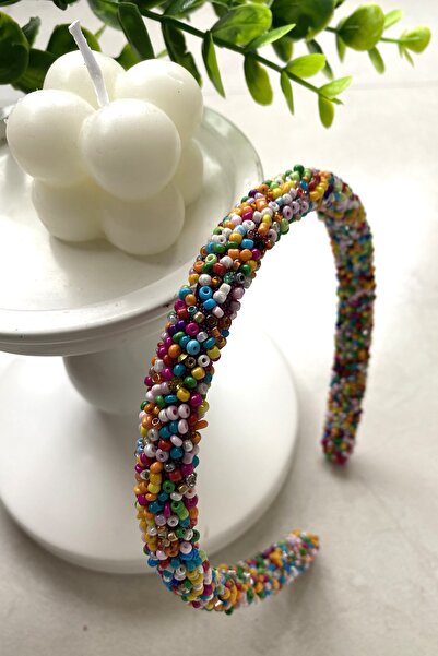 Tahtakaledeyim تاج شعر نسائي مختلط الألوان مطرز، تاج رباط شعر