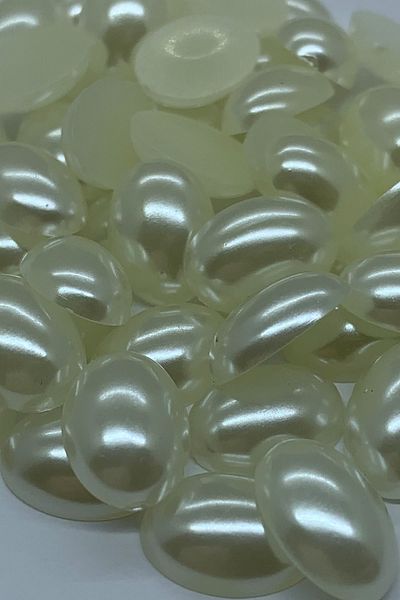 Cem Davetiye Decoration Stone Ellipse Shaped Pearl White 10x14mm 1000 Pieces Plastic Stones