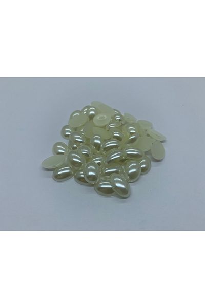 Cem Davetiye Decoration Stone Ellipse Shaped Pearl White 10x14mm 1000 Pieces Plastic Stones