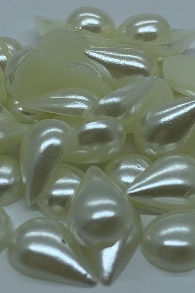 Cem Davetiye Decoration Stone Drop Shaped Pearl White 8x13mm 2000 Pieces Plastic Stones