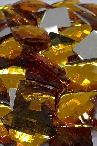Cem Davetiye Decoration Stone Square Brown 18mm 500 Pieces Polyester Stones
