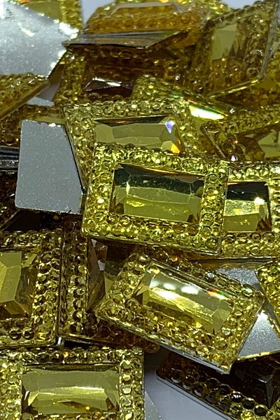 Cem Davetiye Decoration Stone Rectangular Yellow 13x18mm 1000 Pieces Polyester Stones