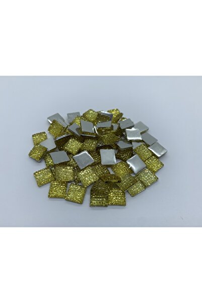 Cem Davetiye Decoration Stone Square Yellow 10mm 2500 Pieces Polyester Stones