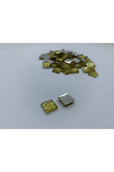 Cem Davetiye Decoration Stone Square Yellow 10mm 2500 Pieces Polyester Stones