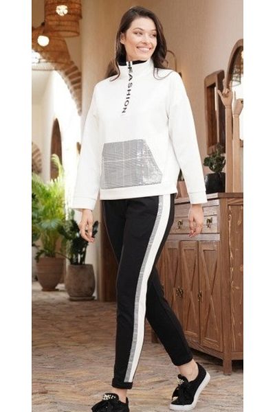 Aqua 22246 Women's 2-Piece Long Sleeve Suit - cream