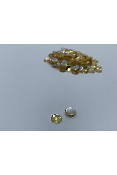 Cem Davetiye Acrylic Stone Round Yellow 8mm 2000 Pieces Decoration Stones