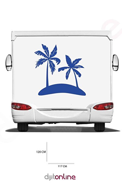 Dijitonline Autocolant Spate Caravană - Autocolant Palmier - 120x117 Cm