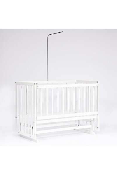 bebeget Süper Natural Ahşap Beşik 4 Kademeli Beyaz Anne Yanı Sallanır 60x120 ...
