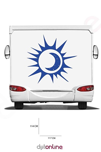 Dijitonline Autocolant Spate Caravană - Autocolant Lună și Soare - 117x114 Cm