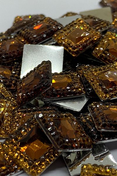 Cem Davetiye Decoration Stone Square Brown 12mm 2000 Pieces Acrylic Stone