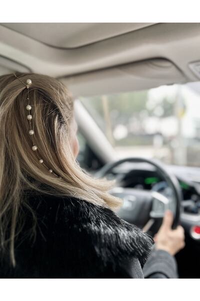 Pearly Handmade Inci Saç Zinciri Incili Zincir Saç Aksesuarı Gold Tel Toka Fi...