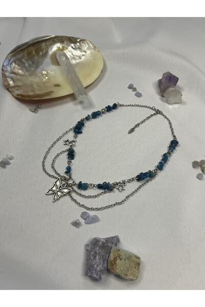 Lullaby Apatit Fairycore Y2k Goth Hediyelik Tasarım Doğal Taş Kolye