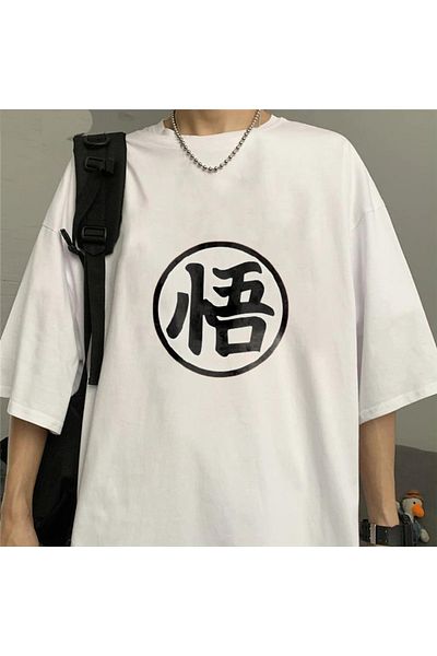 Touz Tricou oversize unisex alb cu imprimeu Dragon Ball Z