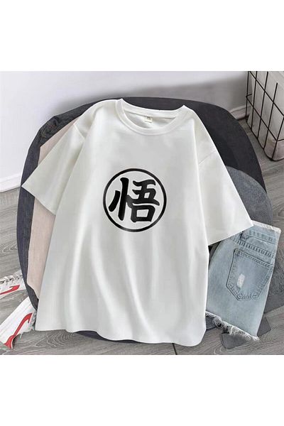 Touz Tricou oversize unisex alb cu imprimeu Dragon Ball Z