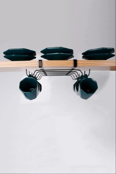 vipgross حامل أكواب زجاجي محمول أسفل الرف معدني أسود مع 10 خطافات