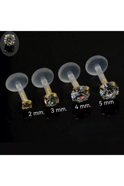 Bylin Bioplast /bioplastik Zirkon Taşlı Piercing / Bar Uzunluğu 8 Mm- 1 Adet
