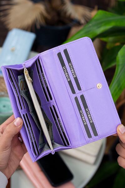Garbalia Lady Technological Leather Crocodile Pattern Stylish Lilac Women's Wallet with Ample Card Holder and Coin Compartment