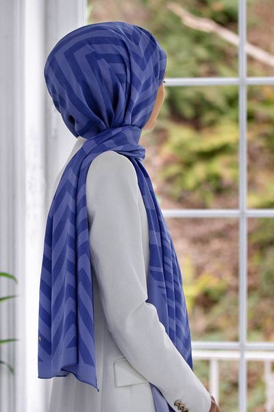 Vissona Γυναικείο σάλι πολυτελείας Medina Silk Indigo-2