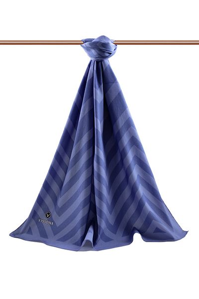 Vissona Γυναικείο σάλι πολυτελείας Medina Silk Indigo-2