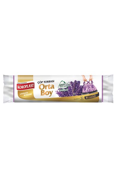 Koroplast Garbage Bag Extra Durable Lavender Drawstring Medium Size 15 Liters