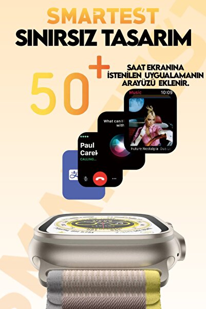 SMARTEST Watch  Kordon Kilitli Vidalı 2.05 Ekran Çift Kordon 45mm Ios Ve Android Uyumlu Akıllı Saat