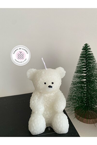 lıghts of candle handmade & 2020 Beyaz Renkli Pofuduk Görünümlü Dekoratif Ayı...