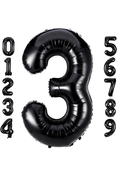 DÜVENCİ TİCARET 1 Black Number Foil Balloon 34" Inc