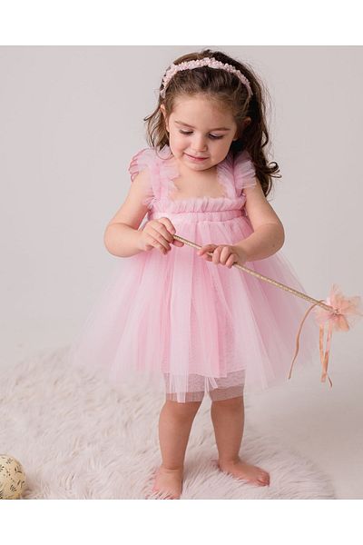 Alingo Pink Girl's Tutu Dress with Butterfly Wings