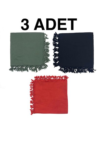 Naz Ipek Pachet de 3 bumbac, culoare uni, lucrat manual cu margele, distribuire cadou 110x110cm