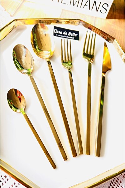 CASA DE BELLA 36 Parça Çatal Kaşık Bıçak Takımı - Gold