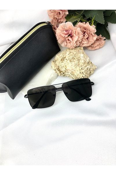 Di Caprio Manura Square Rectangle Black Men's Sunglasses