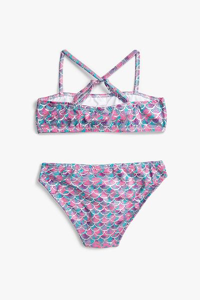 Koton Hellblau gemustertes Mädchen-Bikini-Set 2SKG00014BM