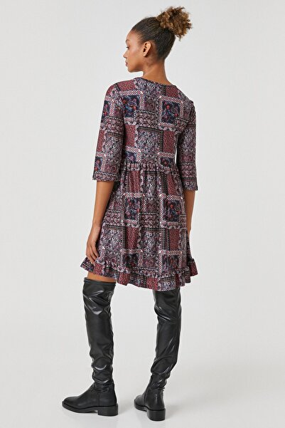 Koton Dámské černé vzorované šaty 3WAL80002IK