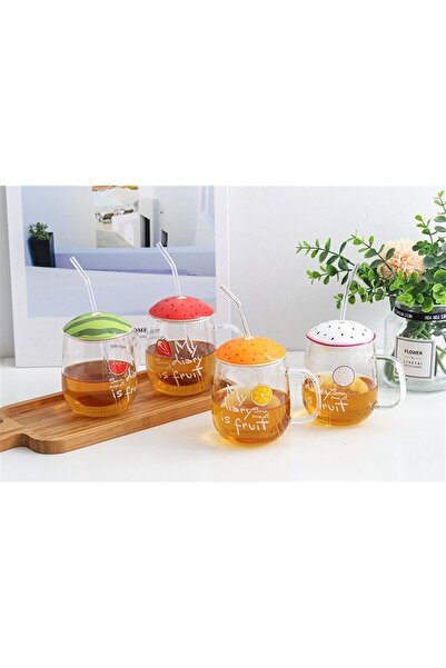 gifttime Glass Mug with Straw 420 ml