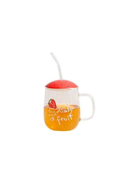 gifttime Glass Mug with Straw 420 ml