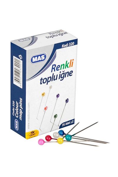 Mas Colored Head Bulk Needle 28mm 200 Pieces