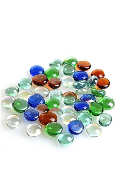 abnturk Cam Vazo Taşı Boncuk Taş 65 Adetli Renkli Yassı Hobi - Hediyelik