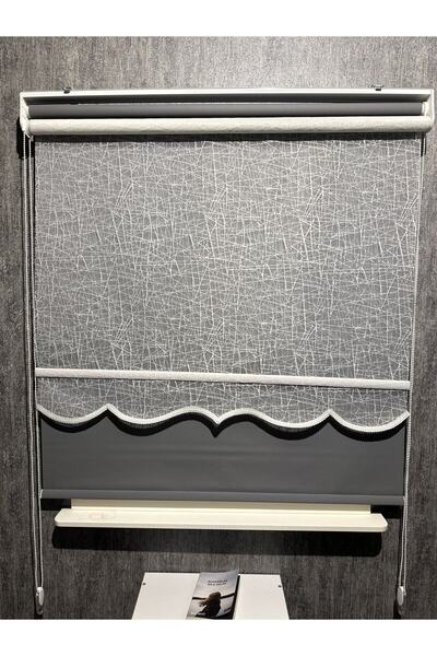 Genel Markalar Buz Kırığı Desenli Yeni Sezon Antrasit Gri Storlu Çiftli Mekan...