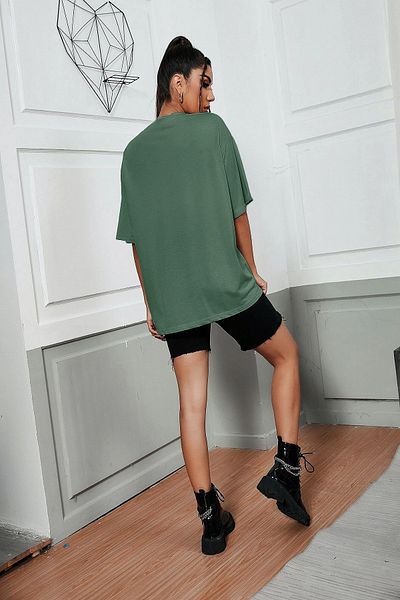 Machetta Μεγάλο μέγεθος Water Green 3x3 Heart Printed'Oversize T-shirt;