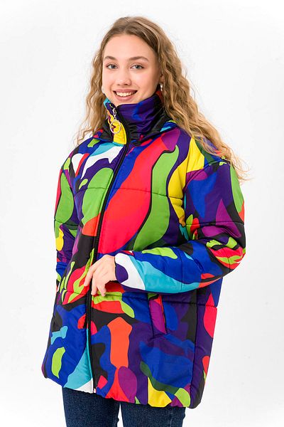 FARM ANİMALS Oversize Retro Gate Digital Art Puffer Coat Women