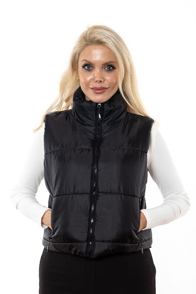 Mubiano Black Short Puffer Vest - With Zipper and Pocket