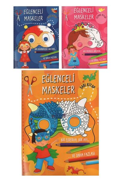 Parıltı Yayınları Fun Masks - Paint First Then Make Mask 3 Book Set