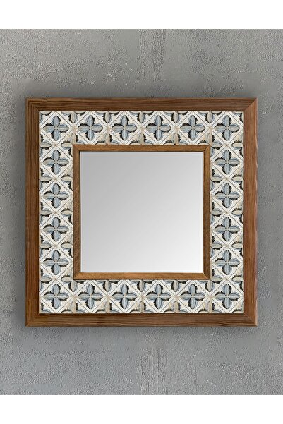 Oscar Stone Decor Masif Çerçeveli Mozaik Taş (mermer) Ayna 33x33 Cm Seramik D...