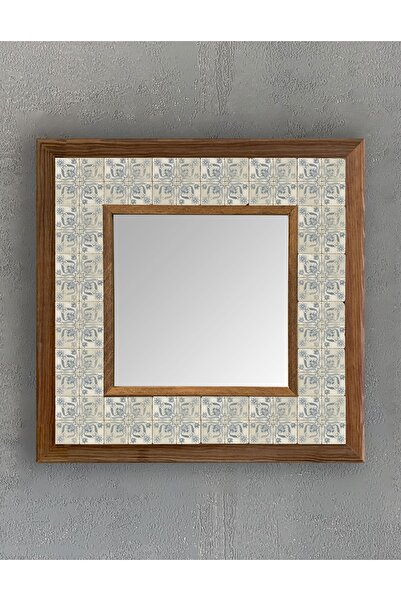 Oscar Stone Decor Masif Çerçeveli Mozaik Taş (mermer) Ayna 33x33 Cm Seramik D...