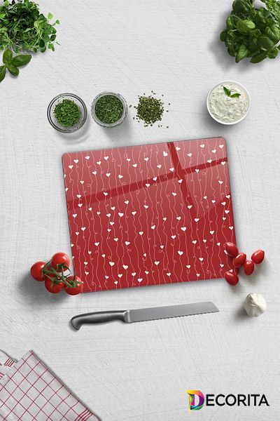 Decorita Glass Cutting Board - Glass Cutting Table| Heart Ivy| 29cm X 34cm