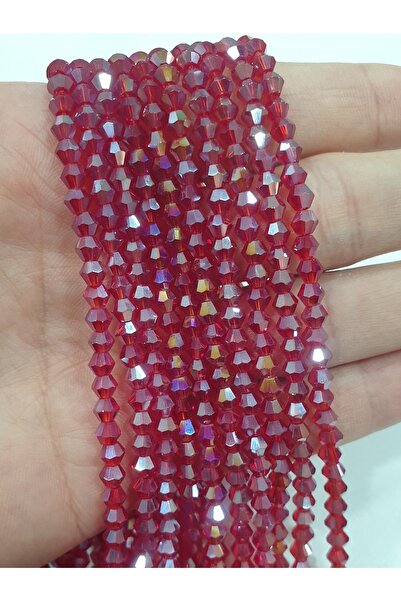 CRYSTALSHOP Κόκκινες κρυστάλλινες χάντρες πυραμίδας 4mm (10 ΣΥΣΤΟΙΧΙΑ)