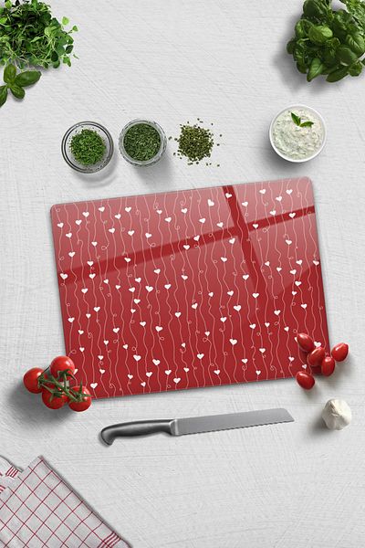 Decorita Glass Cutting Board - Glass Cutting Board |   Heart Ivy |   30cm X 40cm